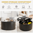 thumbnail image 6 of Fluted Round Coffee Table with Storage, 31.5'' Lift Top Coffee Table for Living Room, Black, 6 of 7