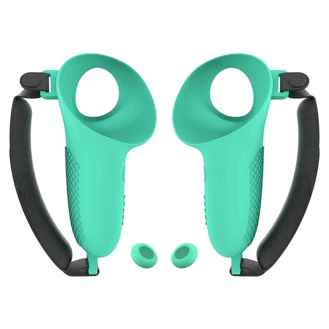 Par L+R cubierta protectora TPU correa para articulación antideslizante anticaída adecuada para VR Meta Quest 3 VR verde