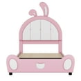 thumbnail image 6 of Aukfa Twin Upholstered Bed Frame, Princess Bed with Bunny Ears Headboard for Kids, White, 6 of 8