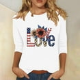 thumbnail image 2 of FAVIPT American Flag Swim Top Womens Red Blue and White Tie Dye Print Tees 3/4 Sleeve Crew Neck Blouses Casual Trendy Summer 2025 T Shirt Multicolor,XXXL, 2 of 4