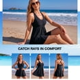 thumbnail image 6 of RELLECIGA Plus Size Swimwear for Women V Neck Front Shirring One Piece Skirt Swim Dress Bathing Suits, 6 of 11