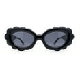 thumbnail image 2 of Womens Fluffy Cloud Shape Oval Plastic Sunglasses All Black, 2 of 4