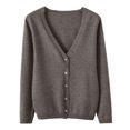 thumbnail image 4 of COMVALUE Women's Cardigans Lightweight Button Up Fall Long Sleeve Cardigan Sweater Solid Color V Neck Knitted Tops (Coffee, XXL), 4 of 5