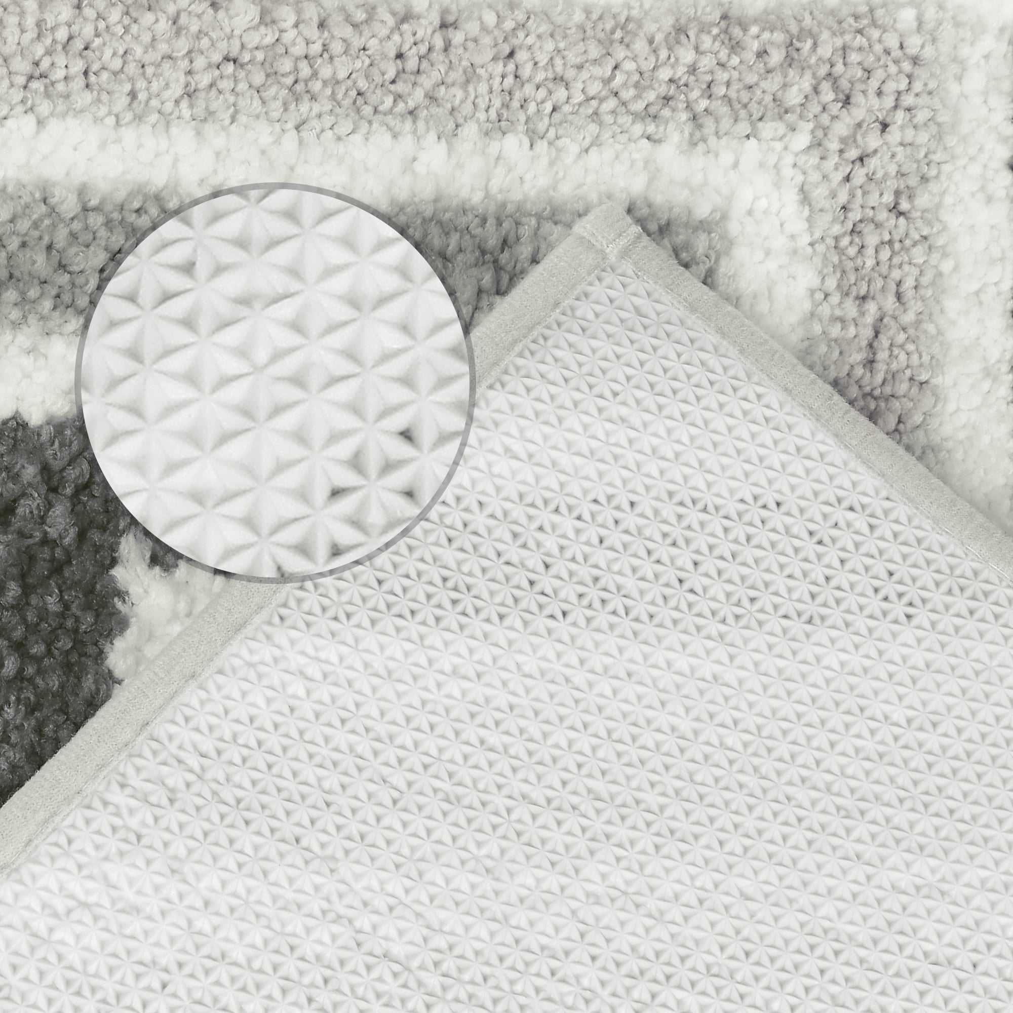 Unique Bargains Geometric Pattern Bathroom Rugs Bath Mats Quick Dry and Non Slip Bath Rug Grey 16" x 24"