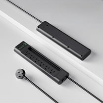 6-Outlet Surge Protector Power Strip with 3 USB-C & 1 USB-A Ports, Extension Cord - Power Strips for Home/Office, Black and White Electric Extension Bar, Multi-Device Charging