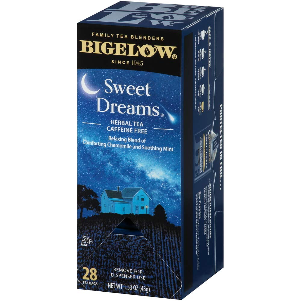 Pack of 2 - Bigelow Sweet Dreams Herbal Tea 28-Count Box (Pack Of 1) Relaxing Blend Of Chamomile & Mint Caffeine-Free Nighttime Herbal Tea In Individual Foil-Wrapped Bags