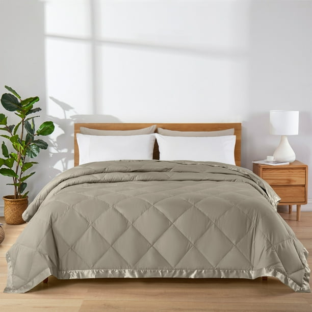 Puredown White Down Blanket, Satin Trim, Full Queen Size, King Size