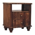 thumbnail image 2 of JERFIT Solid Wood Nightstand with 2 Drawers and Open Shelf, Handcrafted Mango Wood Bedside Table in Roasted Almond Brown, 2 of 9