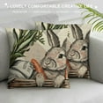 thumbnail image 3 of Qinduosi He is Risen Easter Bunny Decorative Throw Pillow Covers Set of , Religious Cross Rabbit Eggs Bless Our Nest Outdoor Home Decor, Carrot Eucalyptus Leaves Grey Stripes Couch Cushion Case, 3 of 5
