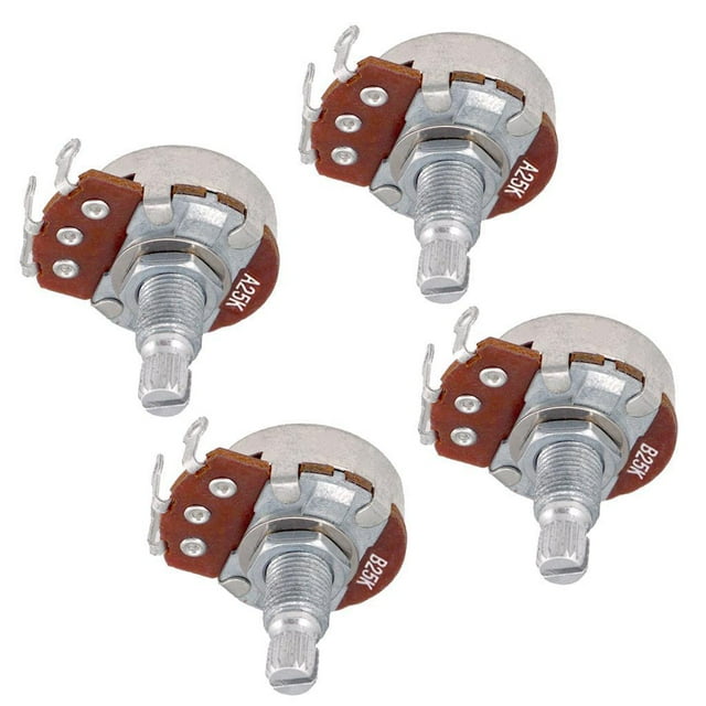 4 Unids Tamaño Completo A25K / Tonos de de sonido Potenciómetro Diámetro 24mm L 18mm Eje