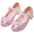 thumbnail image 4 of Quealent Girls Sandals Clear Sparkle Jelly Dress Shoes with Bow Mary Jane Flats Pink for Size 13, 4 of 7