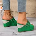 thumbnail image 5 of Platform Sandals for Women Backless Wedges Heels Retro Studded Leather Slip on High Heeled Peep Toe Mules Shoes with Buckle Strap Green Size 7.5, 5 of 8