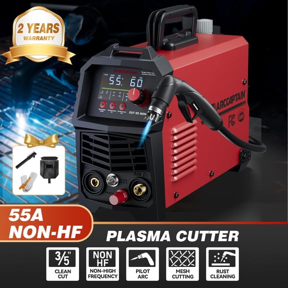 ARCCAPTAIN 50A Plasma Cutter, 240V Non-HF Air Plasma Cutting Machine, Blowback Start, Easy Setup for DIY & Fabrication, Includes Gloves, Handheld mask, Hamme