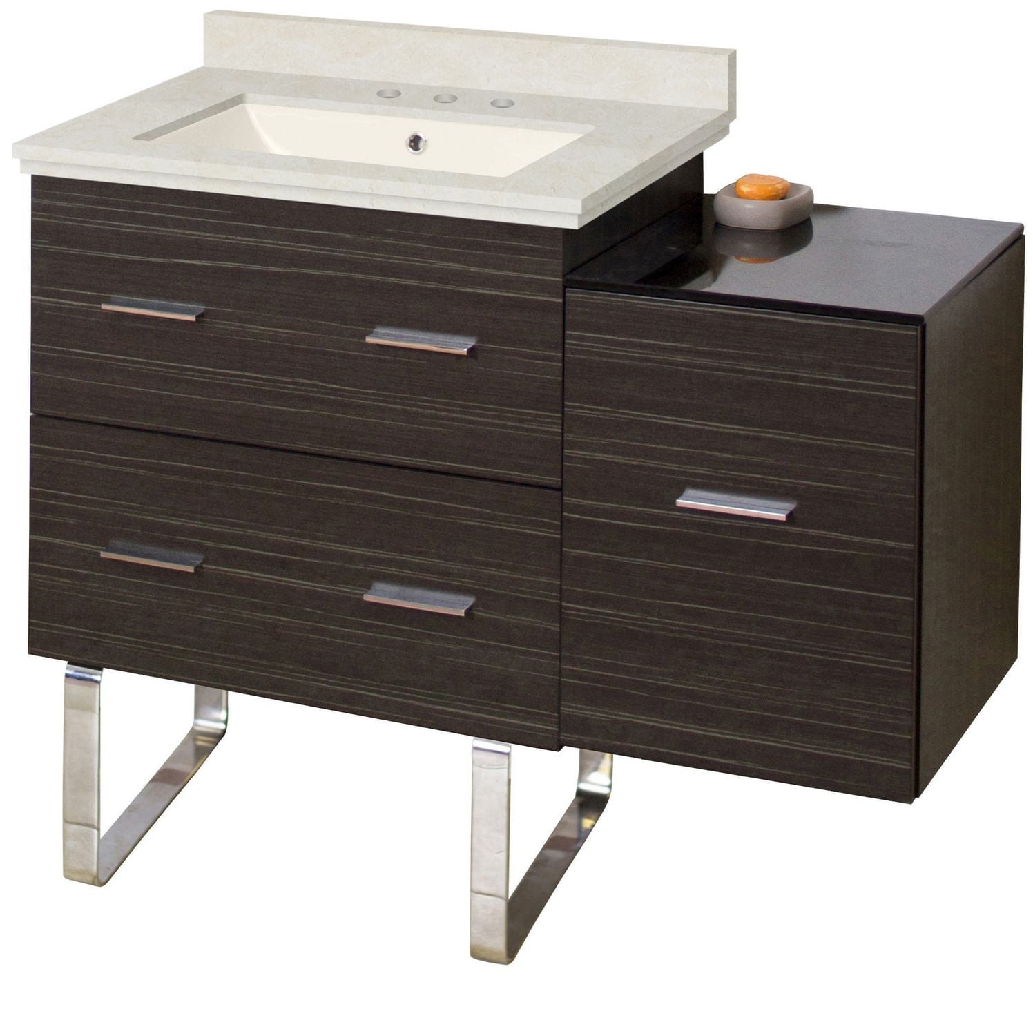 American Imaginations 47.6-in. W Floor Mount White Vanity Set For 1 Hole Drilling Black Galaxy Top White UM Sink AI-18782
