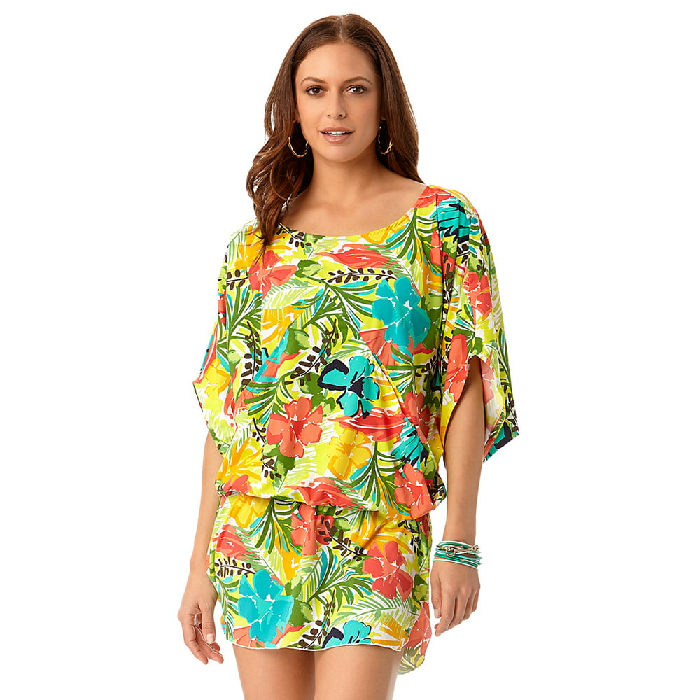 Anne Cole - Anne Cole Women's Island Time Kangaroo Pouch Caftan Cover ...
