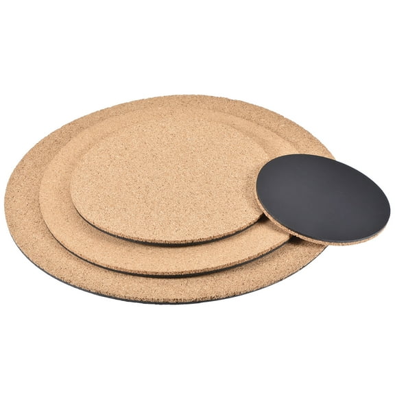 Uxcell 4" 6" 8" 10" Round Plastic Cork Home Plant Mat Coaster Pad 4in1 Set
