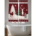 thumbnail image 4 of Christmas Red Sheer Curtains 72 inches Long 2 Panels Set Black Plaid Reindeer Xmas Tree Silhouette Tiers Sheers Rod Pocket Small Window Short Curtains for Kitchen Cafe, Each 52" W x 72" L, 4 of 7