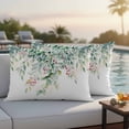 thumbnail image 4 of Eucalyptus Outdoor Waterproof Pillow Covers, Retro Green Spring Botanical Leaf Red Fruit Decorative Rectangle Throw Pillowcase Sofa Cushion Sham for Patio/Couch/Chair, 20"x12" 2 Pack, 4 of 8