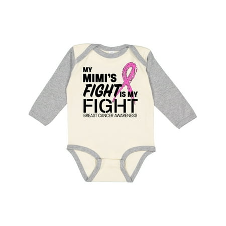 

Inktastic My Mimi s Fight is My Fight- breast cancer awareness Gift Baby Boy or Baby Girl Long Sleeve Bodysuit