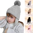 thumbnail image 2 of Children Winter Hat Thick Solid Color Head Ear Protection Plush Ball Decor Lace Up Windproof Elastic Cold Resistant Unisex Baby Cap Beanie Winter Accessories, 2 of 10