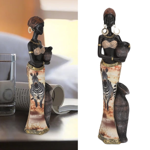Statue Africaine Vintage Taillée à La Main - Bois, Déco Art Tribal