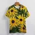 thumbnail image 3 of Bright Yellow Floral Print Womens Tops Women's Fashion Casual Short Sleeve Flower Print Round Neck Pullover Top Blouse, 3 of 6