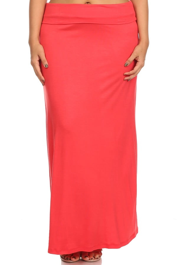 Moa Collection - Plus Size Women's Trendy Style Solid Maxi Skirt ...
