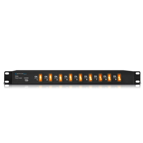 Technical Pro Electric Rack Mount Power Supply Surge Protector with 9 Power switches, 1800 Watts Max Load, 5V USB Charging Port, 9 Outlet High Load Power Cord (4 Foot)…