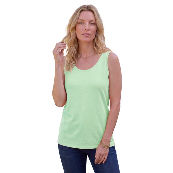 Roaman's Women's Plus Size Cotton Scoopneck Tank Top