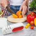 thumbnail image 4 of Vrorvz Four in One Portable Knife Sharpener for Quick Safe Kitchen Use Suit for Slicing and Cooking Tools Non Slip Base Easy Grip Handle Suit for Household Indispensable Knives, 4 of 8
