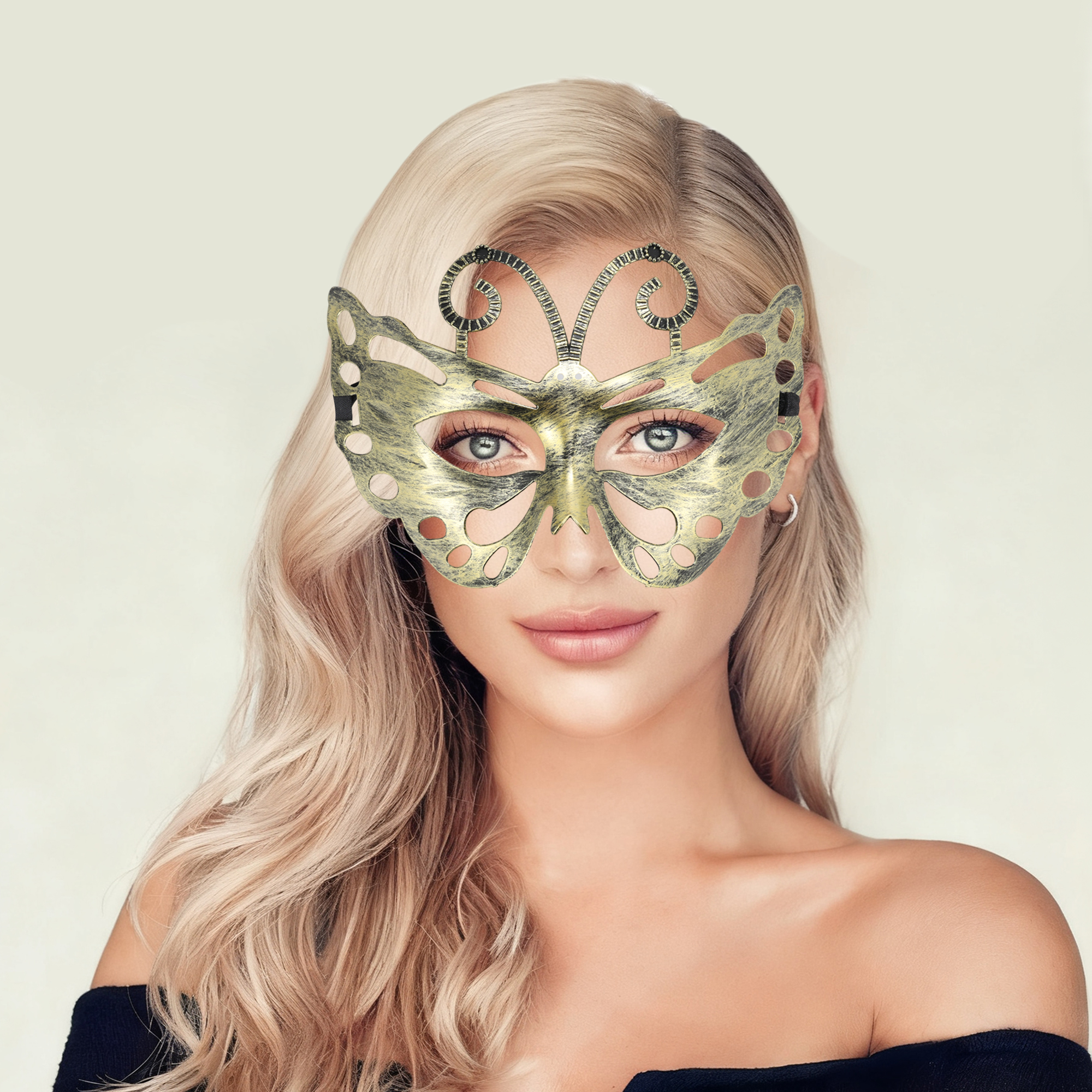 Unique Bargains 1 Pack Elegant Half-face Party Mask Gold Pattern 3