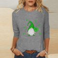 thumbnail image 1 of Meichang T-Shirts pour Femmes Jour de la Saint-Patrick Manches 3/4 Hauts Trèfle Chanceux T-Shirts Imprimé Vert Col Rond Décontracté Vacances T-Shirts Jour de la Saint-Patrick, 1 of 4