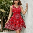 thumbnail image 3 of Bandana - Red Art Dress Summer Street Style Dresses Female Sleeveless Printed Sundress, 3 of 7