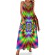 thumbnail image 1 of Vestido sin mangas con estampado de bandera del orgullo transgénero y triángulos fractales abstractos, ropa de mujer, novedades , vestido de fiesta, 1 of 7