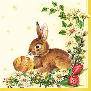 Bunny Napkins EASTER HARE 40pcs Lunch Napkins, Easter Napkins, Floral Napkins, Easter Napkins Paper, Decoupage Paper Napkins, Decoupage Napkins