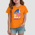 thumbnail image 2 of alcepopk Girls 4th of July T-Shirts Kids American Flag T-Shirt Boys Patriotic Short Sleeve Tees Summer Top Clothes(Orange,7-8 Years), 2 of 4