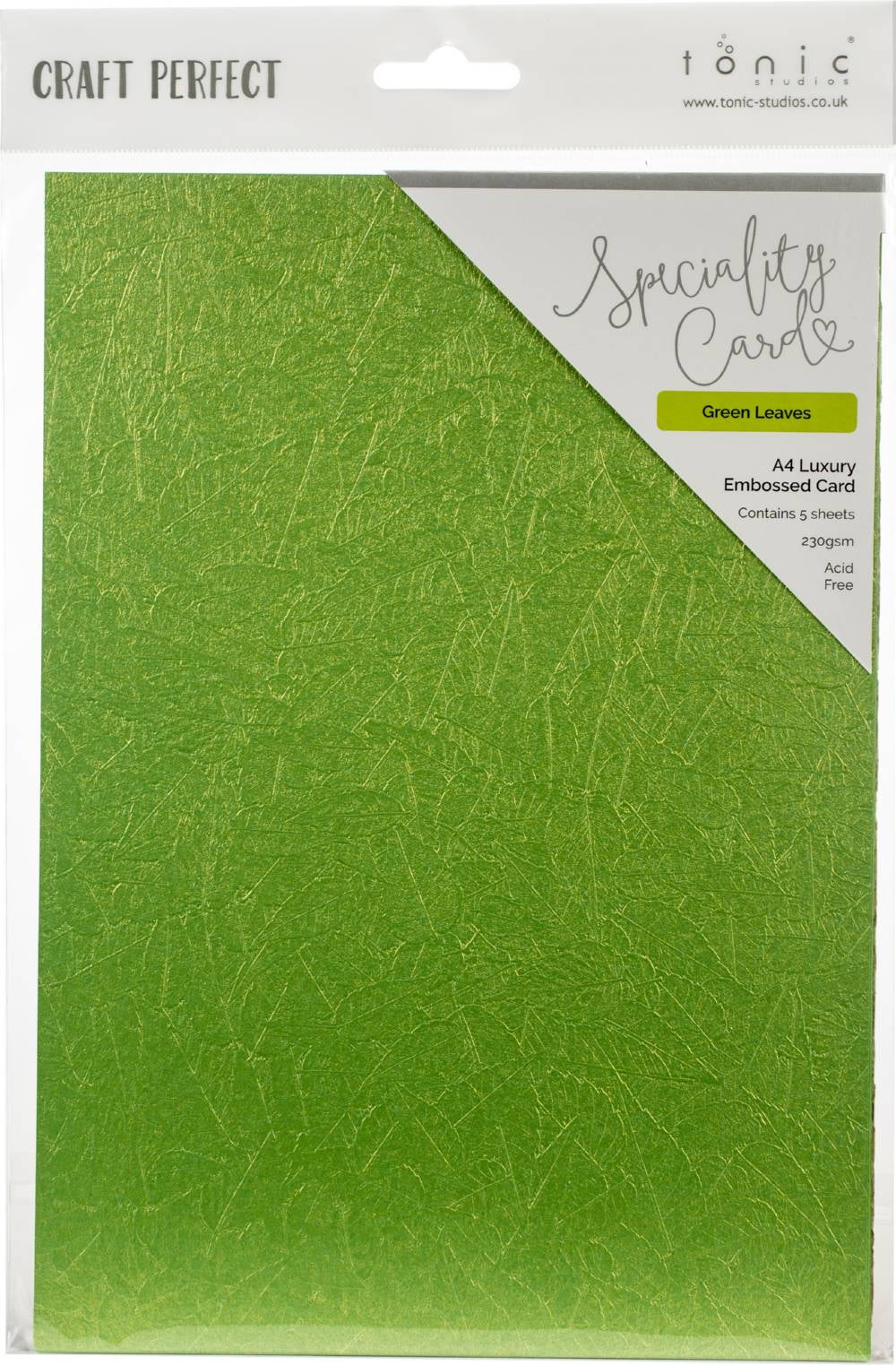 Craft Perfect Luxury Embossed Cardstock A4 5/PkgGreen Leaves Walmart
