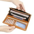 thumbnail image 3 of Womens Long Wallet Oil Wax Leather Trifold Multi Card Organizer Lady Clutch Bags, 3 of 9