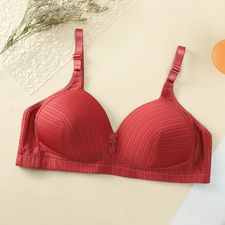 Up to 60% off Wireless Bra  Women s Daily Adjustable Underwear Gathered Thin Bra Without Steel Ring(Wine 42)