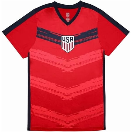 Icon Sports Official Licensed U.S. Soccer USMNT Youth Crossover Game Day Shirt - Kids YL, Red