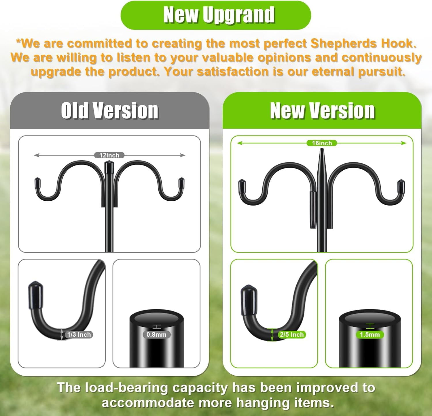 Double Shepherds Hook for Outdoor, 92 Inch Heavy Duty Bird Feeder Pole 3/4 Inch Thick Garden Hooks for Hanging Hummingbird Feeder, Plant Baskets, Solar Light Lanterns