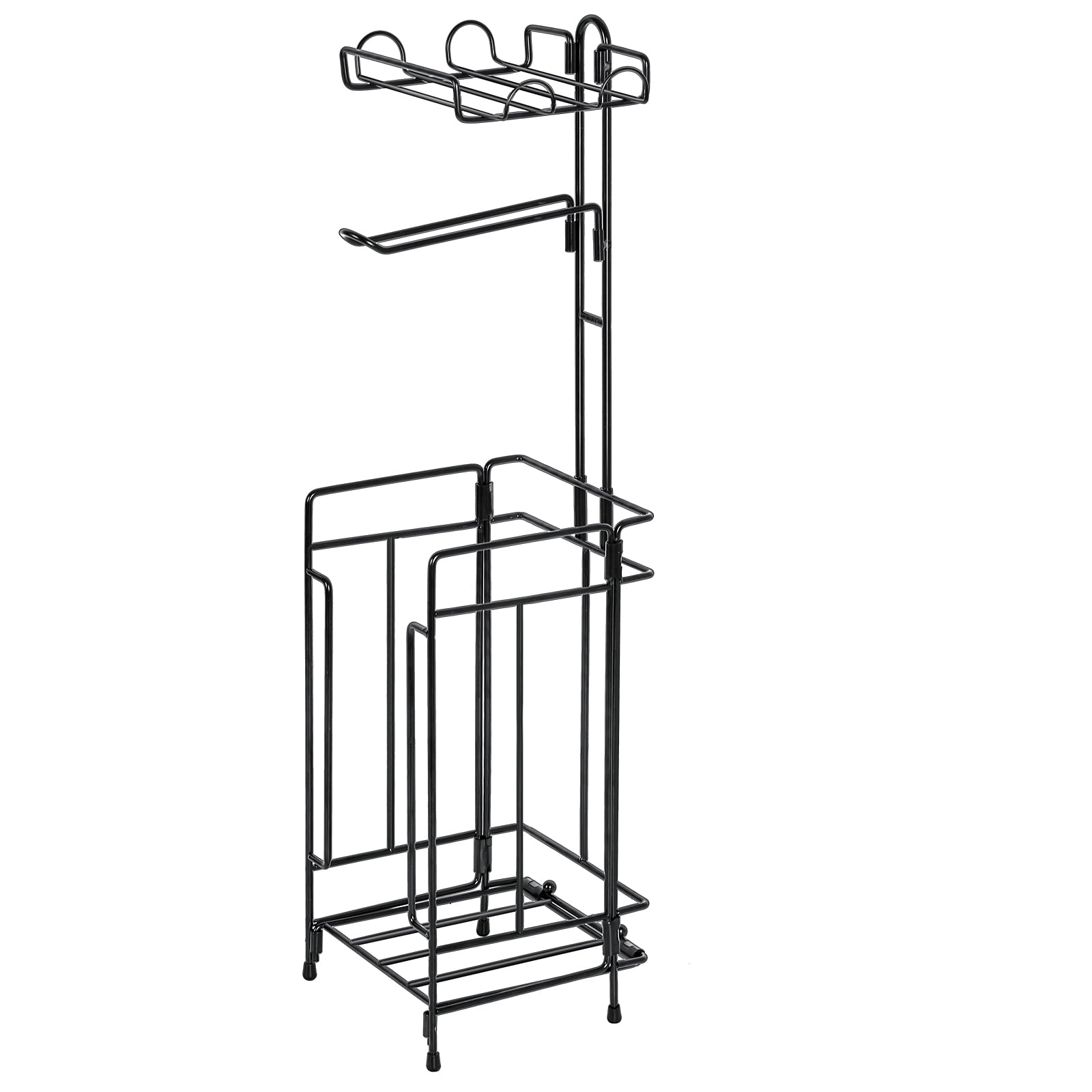 Set of 4 Freestanding Floor Toilet Paper Holder Metal Tube Bathroom Black