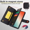 thumbnail image 5 of Compatible With Samsung Galaxy S22 Ultra Wallet Case with Card Holder Kickstand Double Magnetic Clasp Zipper Pocket Lanyard Strap Wristlet, Leather Flip Case Women Men Wallet Cover,Black, 5 of 15