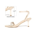 thumbnail image 2 of BLISSFUL STEP Rhinestone Stiletto Heels Open Toe Ankle Strap Sandals for Women Champagne (Size 8), 2 of 7