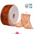 thumbnail image 2 of Copper with Copper Glitter Swirls Sheer Wired Ribbon, 2-1/2"x50 yard, 2 of 8