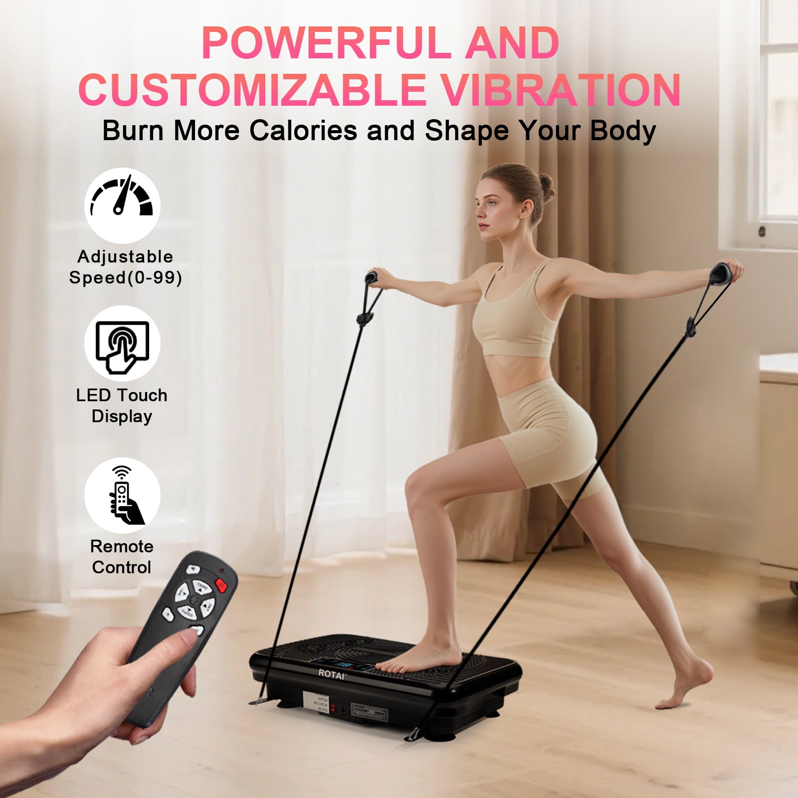 BEF Vibrating Plate Exercise Machine, 150 Watts for Women and Men, Net Weight 20lbs, Product Net Content Uom, Black