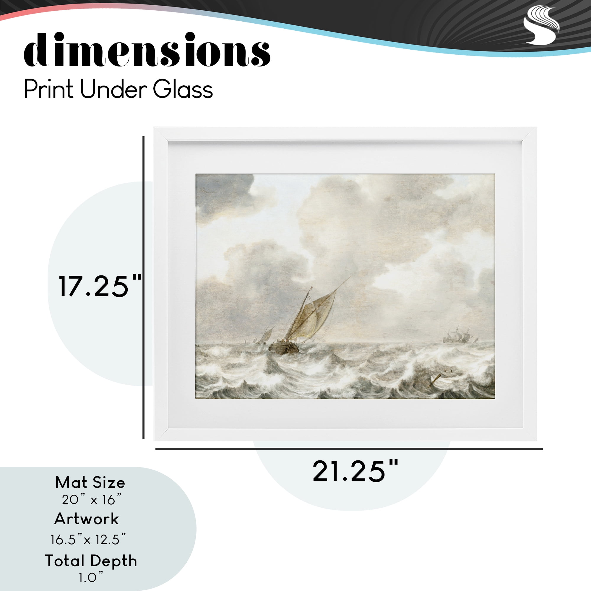 Stupell Industries Vintage Stormy Seas White Framed Print Under Glass, design by Leah Straatsma