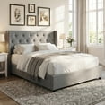 thumbnail image 2 of Gymax Queen Size Lift-up Storage Bed w/Tufted Wingback Headboard Hydraulic Lifts Grey, 2 of 10