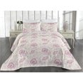 thumbnail image 2 of Ambesonne Garden Scene Quilted Bedspread Set 3 Pcs, Neutral Boho Poppy Art, Queen, Off White Pale Fuchsia, 2 of 4