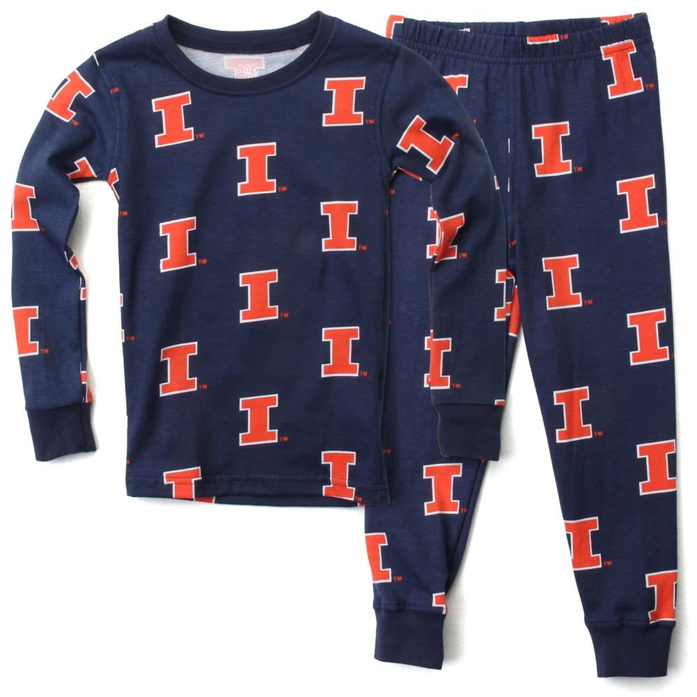 Genuine Stuff Illinois Fighting Illini Youth School Logo Pajama Pants Navy,